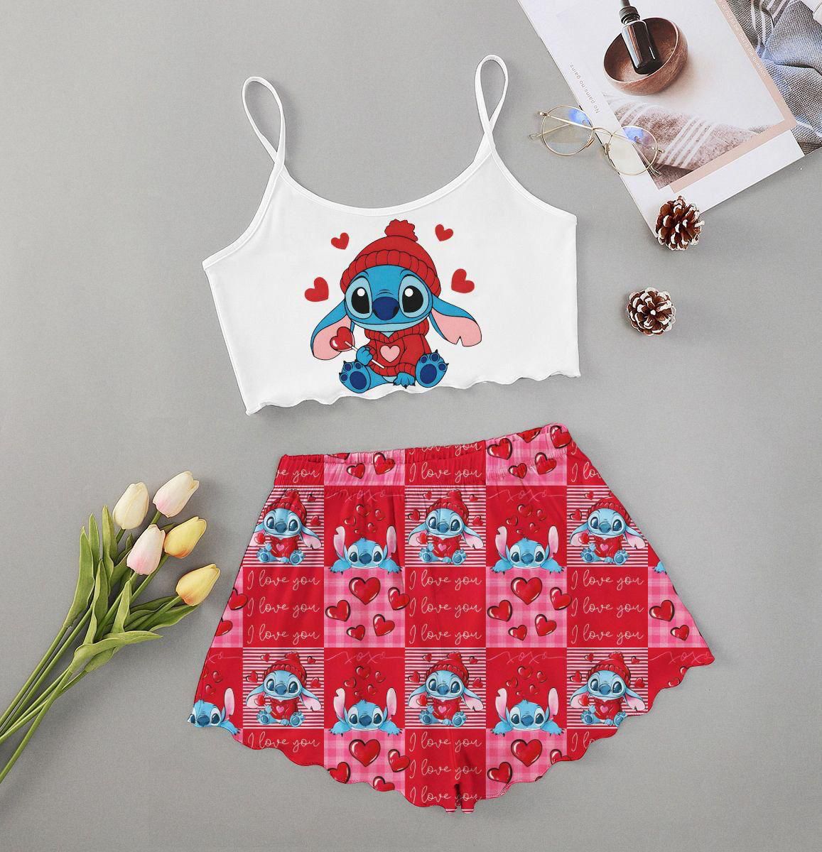 Conjunto Pijama Lillo Stich – Top Cropped e Short - Imagem 2